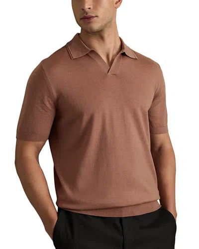 REISS DUCHIE SHORT SLEEVE OPEN COLLAR MERINO WOOL POLO