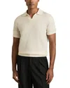 Reiss Snow Merino Wool Open Collar Polo Shirt In White
