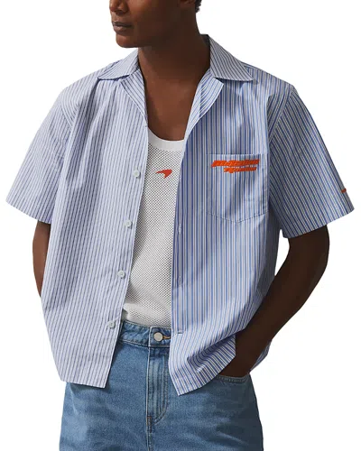 Reiss Short Sleeve Poplin Camp Shirt In Blue