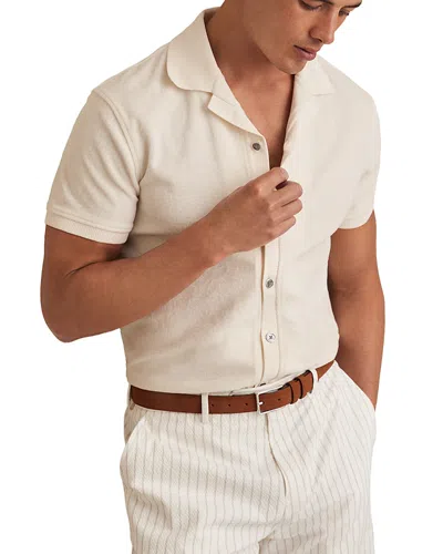 Reiss Short Sleeve Terry Camp Shirt In Neutral