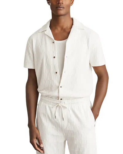 Reiss Short Sleeve Textured Camp Shirt In Off White