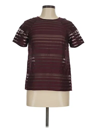 Pre-owned Reiss Short Sleeve Top Burgundy Keyhole Neckline Tops