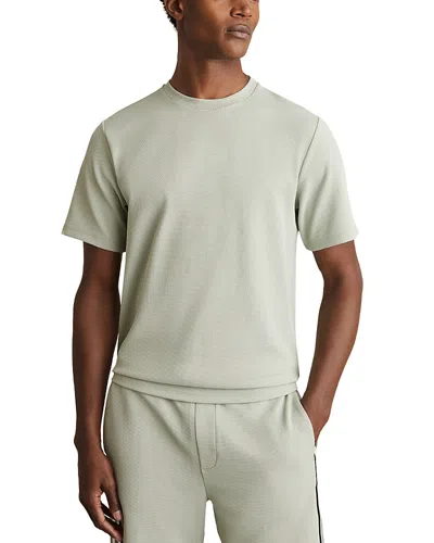 Reiss Short Sleeve Waffle Knit Tee In Sage Green