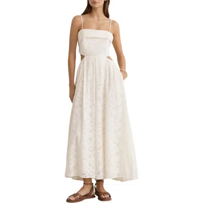 Reiss Womens Cream Sian Cut-out Cotton-blend Maxi Dress In White
