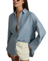 Reiss Blue Relaxed Fit Lyocell Linen Button Through Shirt In Blue