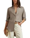 Reiss Mink Relaxed Fit Lyocell Linen Button Through Shirt In Gray