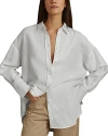 Reiss White Relaxed Fit Lyocell Linen Button Through Shirt In White