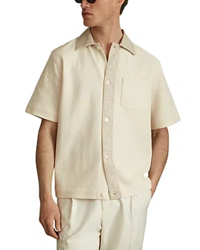Reiss Sicily Ribbed Button Front Shirt In Neutral