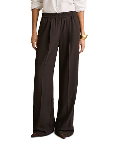 Reiss Side Stripe Wide Leg Pants In Chocolate