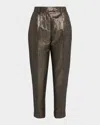 Reiss Siena Metallic Cotton-blend Tapered Trousers In Gray