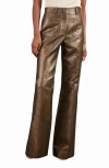 Reiss Sienna Metallic Patch Pocket Flare Leg Pants In Gold