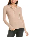 Reiss Sienna Ribbed Space Wool Polo Shirt In Brown