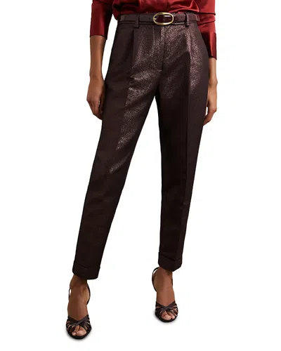Reiss Sienna Sparkle Tapered Leg Pants In Brown
