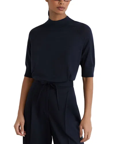 Reiss Sienna Wool Funnel Neck Top In Blue