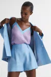 Reiss Payton Double-strap Silk-blend Vest Top In Blue