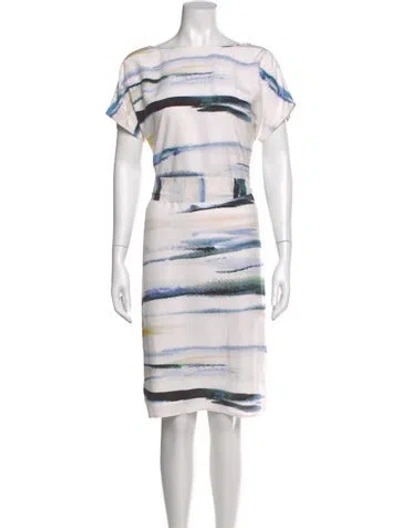 Pre-owned Reiss Silk Knee-length Dress In White