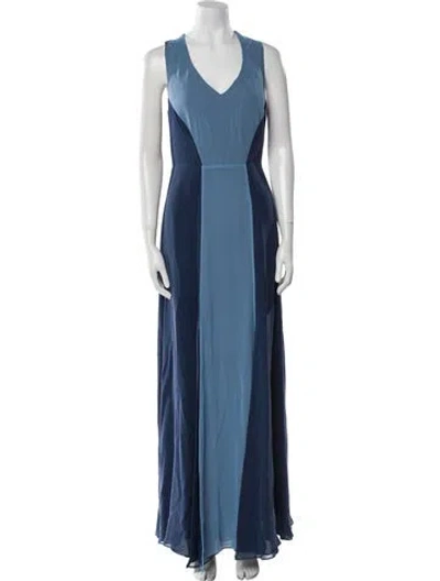 Pre-owned Reiss Silk Long Dress In Blue