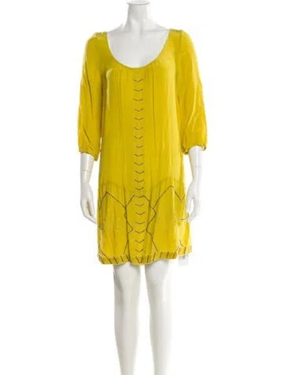 Pre-owned Reiss Silk Mini Dress In Yellow
