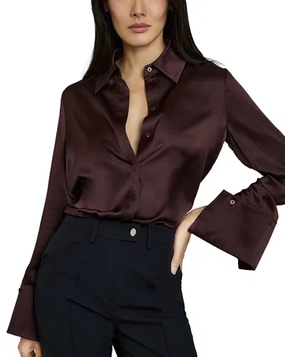 Reiss Silk Shirt In Burgundy