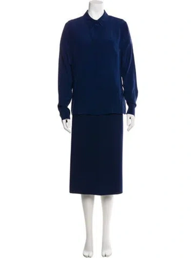 Pre-owned Reiss Silk Skirt Set In Blue