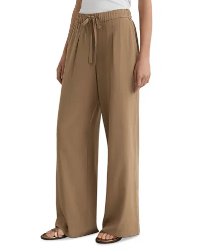 Reiss Silk Wide Leg Pants In Green