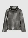 Reiss Silver 13-14 Yrs Metallic-thread Roll-neck Top