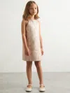 Reiss Silver 13-14 Yrs Metallic Jacquard Shift Dress In Silver