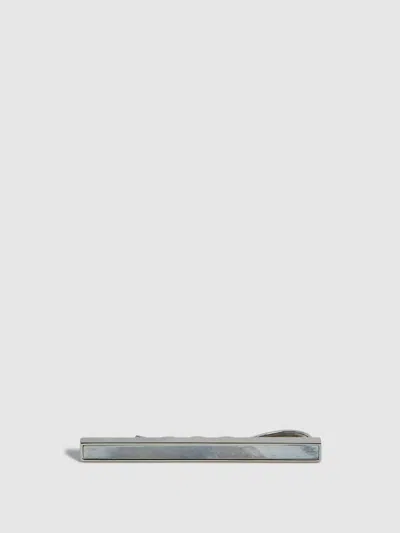 Reiss Silver Ardley Stone Insert Tie Bar In Gray