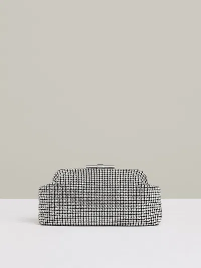 Reiss Silver Embellished Clutch Bag