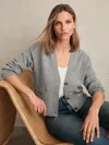 Reiss Womens Mila V-neck Button-up Wool And Cashmere-blend Cardigan Silver Grey Xs In Gray