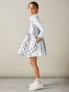 Reiss Silver Joey 4-9 Yrs Quilted Metallic Flared Dress