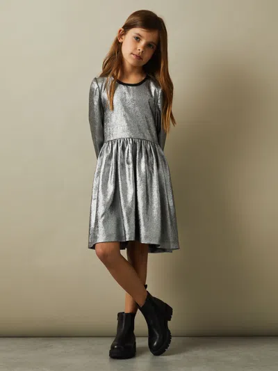 Reiss Silver Joy 9-13 Yrs Metallic Fit And Flare Dress