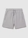 Reiss Silver Junior Textured Cotton Drawstring Shorts In Gray