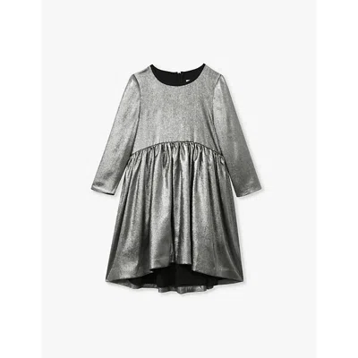 Reiss Kids' Silver Long-sleeved Metallic Woven Dress 4-13 Y