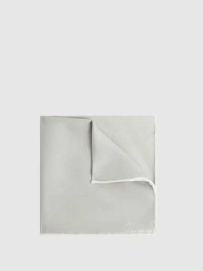 Reiss Silver Polka Dot Silk Pocket Square