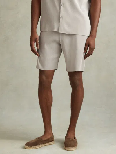 Reiss Silver Ribbed Elasticated Waist Shorts