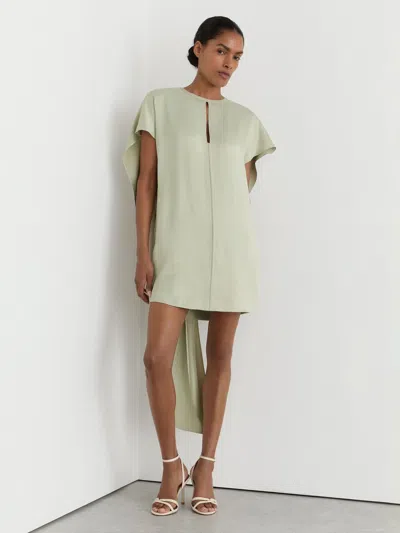 Reiss Silver Satin Cape-detail Mini Dress