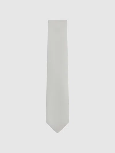 Reiss Silver Silk Polka Dot Tie