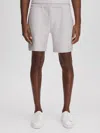 Reiss Silver Textured Cotton Drawstring Shorts In Gray