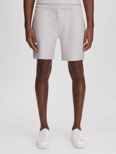 Reiss Silver Textured Cotton Drawstring Shorts In Gray