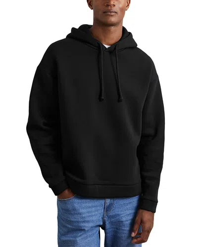 Reiss Silvestro Jersey Fleeceback Hoodie In Black