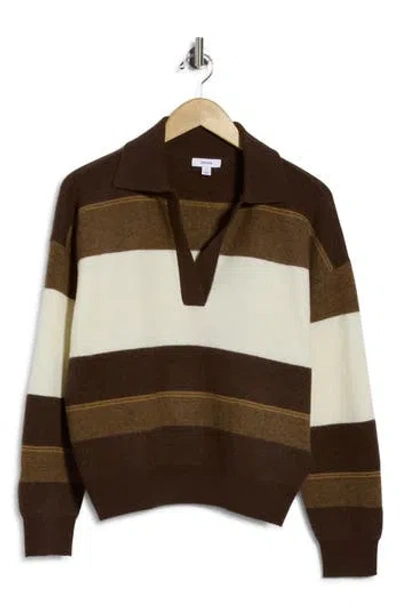 Reiss Simmy Stripe Wool & Cashmere Sweater In Brown