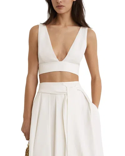 Reiss Simone Tie Back Plunge Cropped Top In White