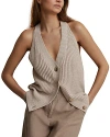 Reiss Neutral Knitted Halter Neck Top In Neutral