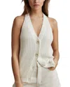 Reiss Sinead Linen-blend Button Halter Waistcoat In White
