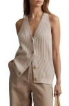 Reiss Neutral Knitted Halter Neck Top In Neutral
