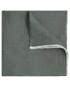 Reiss Pistachio Melange Siracusa Linen Contrast Trim Pocket Square In Gray