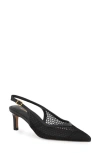 Reiss Sirena Pointed Toe Kitten Heel Slingback Pump In Black