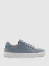 Reiss Sky Blue Finley Nubuck Nubuck Leather Low Top Trainers