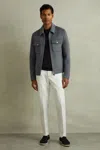 Reiss Sky Blue Melange Peridoe Zip-through Trucker Jacket With Wool In Sky Blue Melange
